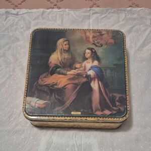 Vintage Decorative Tin Box with Classical Art